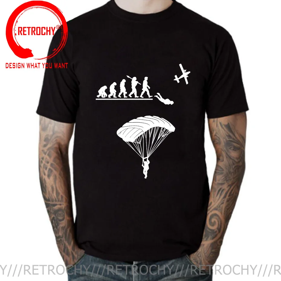 Paragliding Skydiving Evolution T Shirt Men Evolution of Skydiver T-shirt Skydive Parachuting Lover Tee shirt Paraglider tshirt