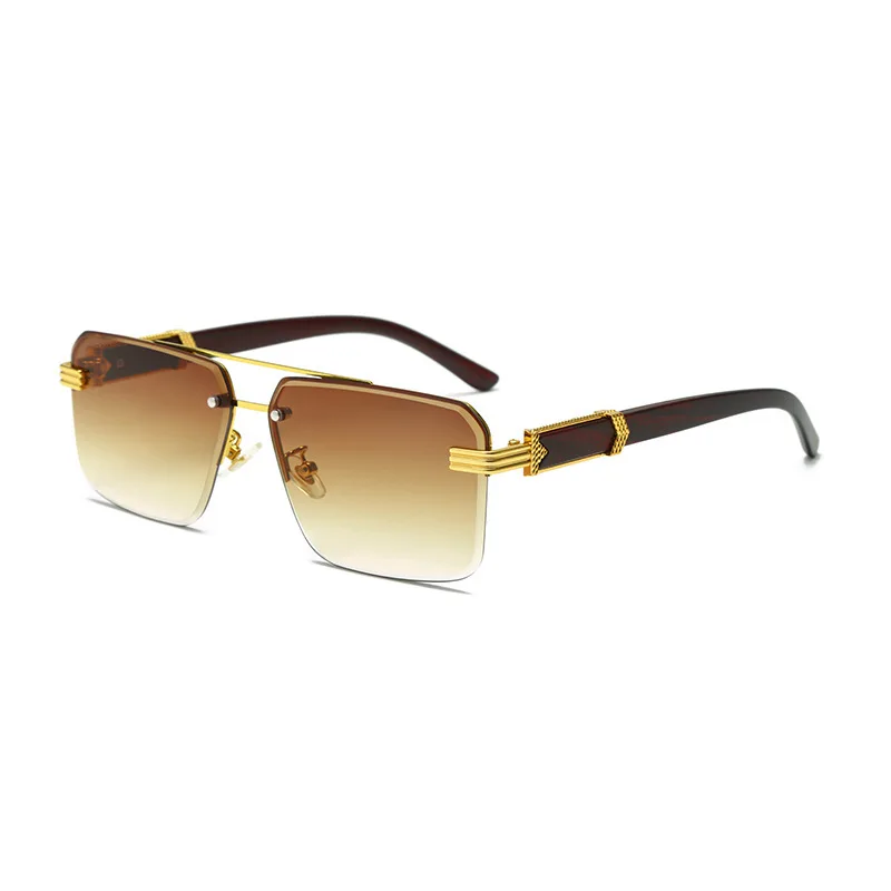 

Frameless Square Leopard Head Wood Grain Leg Cheetah Decorative Sunglasses Color Retro Metal Sunglasses Cross-Border Wholesale