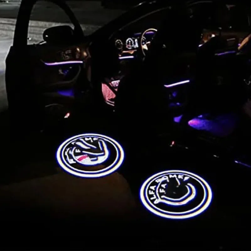 2 قطعة LED باب السيارة شعار أضواء العارض الليزر شبح الظل مصابيح ل ألفا روميو 159 جوليا جوليتا ميتو ستيلفيو بريرا العنكبوت