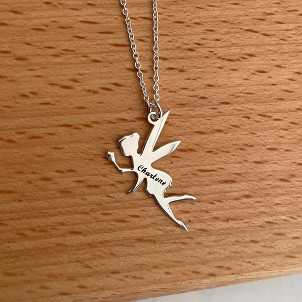 

Personalized Angel Name Necklace Custom Stainless Steel Pendant Gift for Granddaughter Birthday Christmas Jewelry