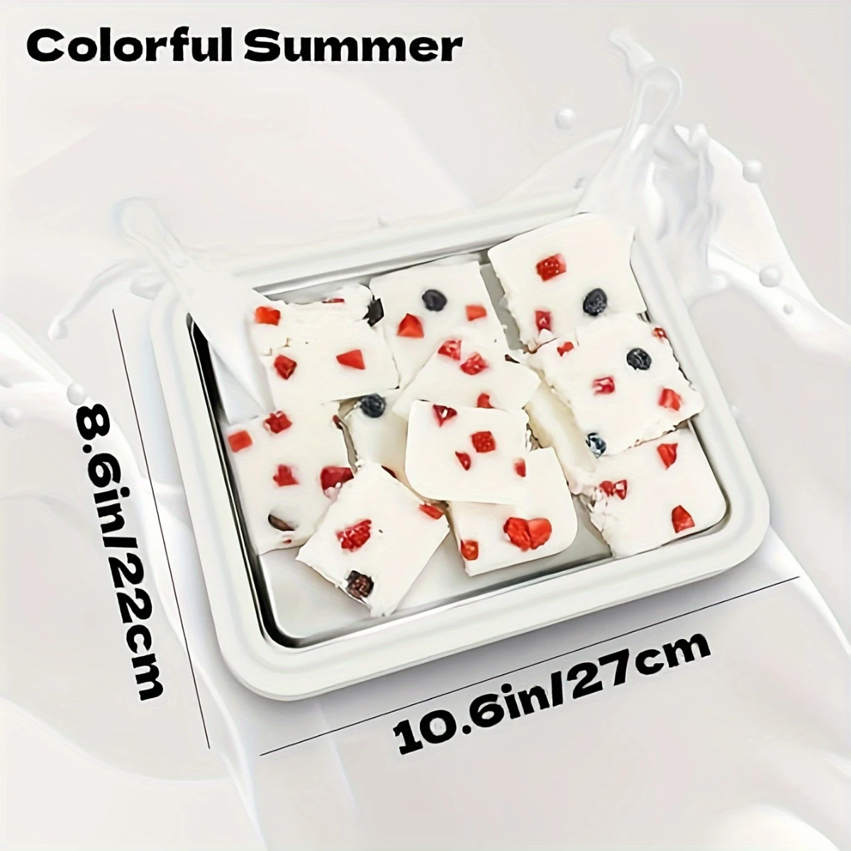 C015-White 1pc Portable Ice Cream Roll Maker with Stainless Steel Surface & 2 Scoops, Mini Rolled Ice Cream Plate for Homemade D