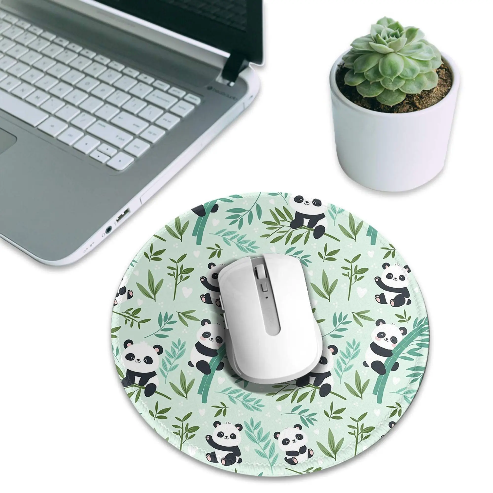 Cartoon Panda And Bamboo Pattern Mouse Pad Computer Keyboard Mouse Mat Gaming PC Laptop Desk Mat Office Accessories Table Mats