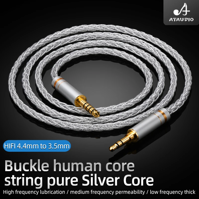 Hifi 4.4mm to 3.5mm Audio cable Pure silver 4.4mm Balance to 3.5 mm aux jack Balanced Audio Adapter Cable Male to Male