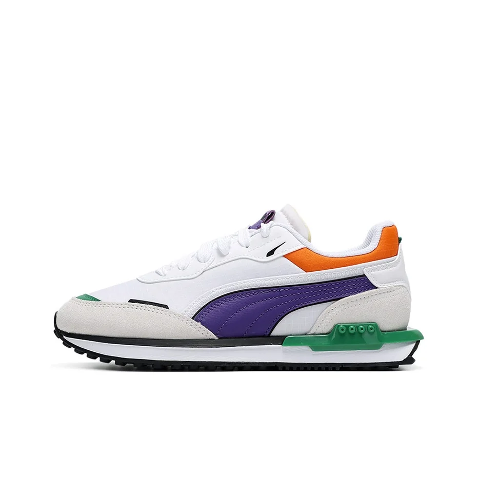 Zapatillas para correr PUMA City Rider unisex, corte bajo, gris humo, blanco Puma 382045-02