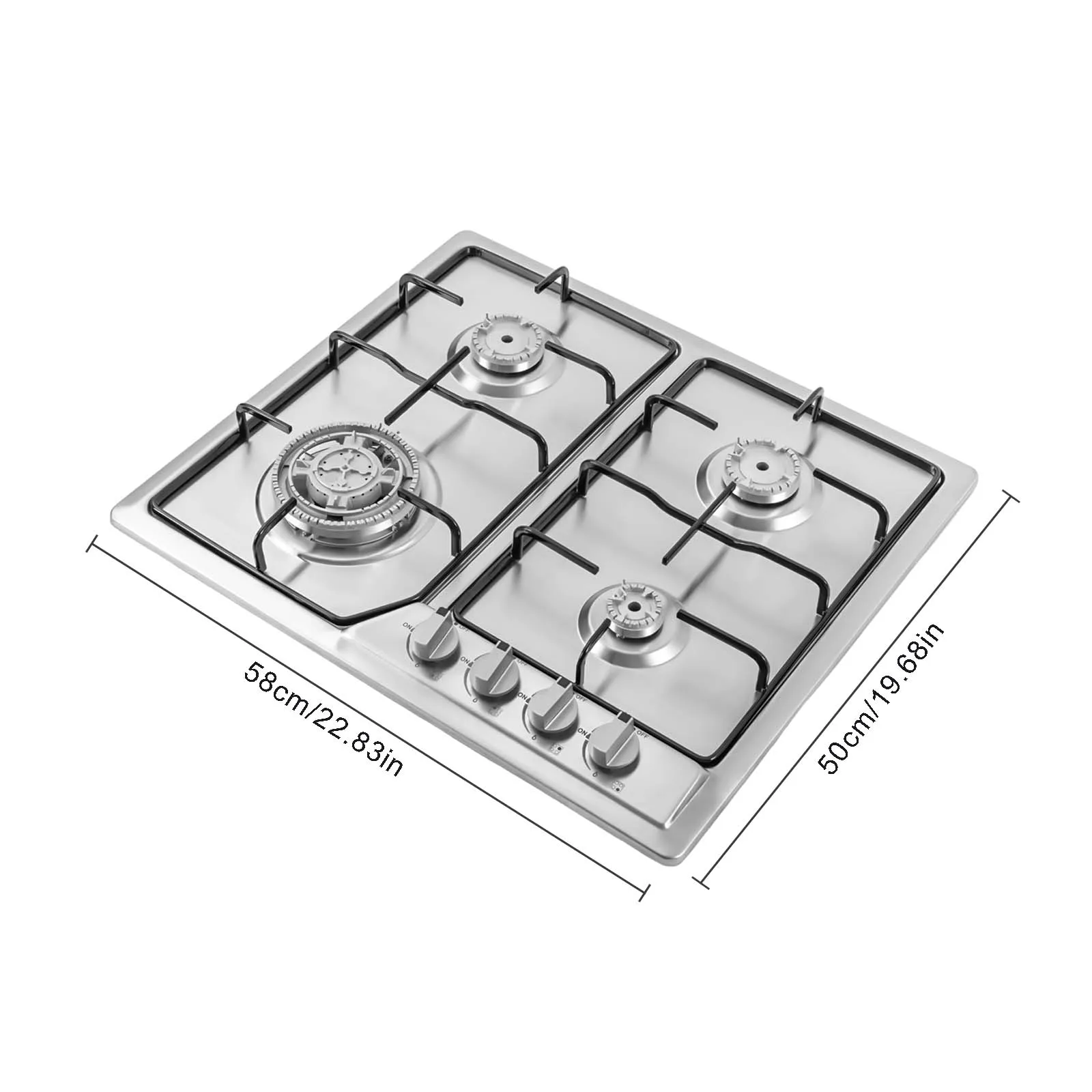 23x20 Inch Built in Gas Cooktop 4 Burners Stainless Steel Stove with NG/LPG Conversion Kit Thermocouple Protection Easy to Clean