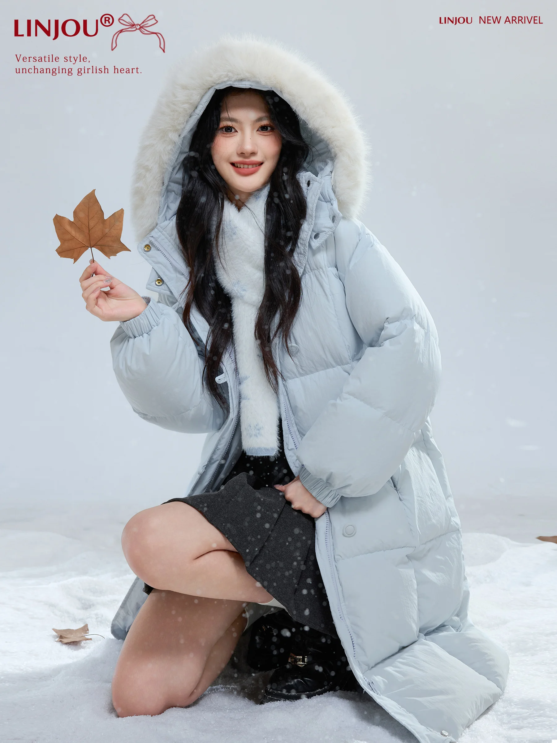 

Длинное женское пуховое пальто Lingjiu из розового бархата с меховой отделкой, с регулируемой талией, на белом гусином пуху, зимнее, повседневное