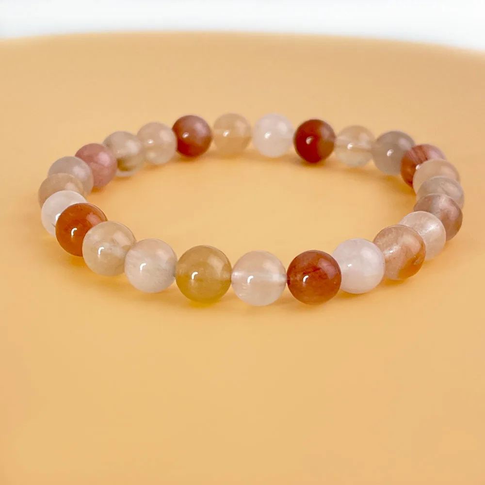 Natural Crystal Stone Bead Strand Bracelet Women Men Fashion Energy Stone Round Buddha Bead Elastic Bangles  Colorful Jewelry