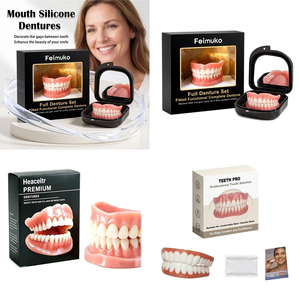 Premium Custom Upper Lower Full Mouth Silicone Dentures Lifelike Natural Teeth All-Day Comfort Boost Confidence & Oral Care 2026