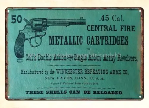 Reproduction Winchester .45 Colt Cartridge Box metal tin sign poster nostalgic