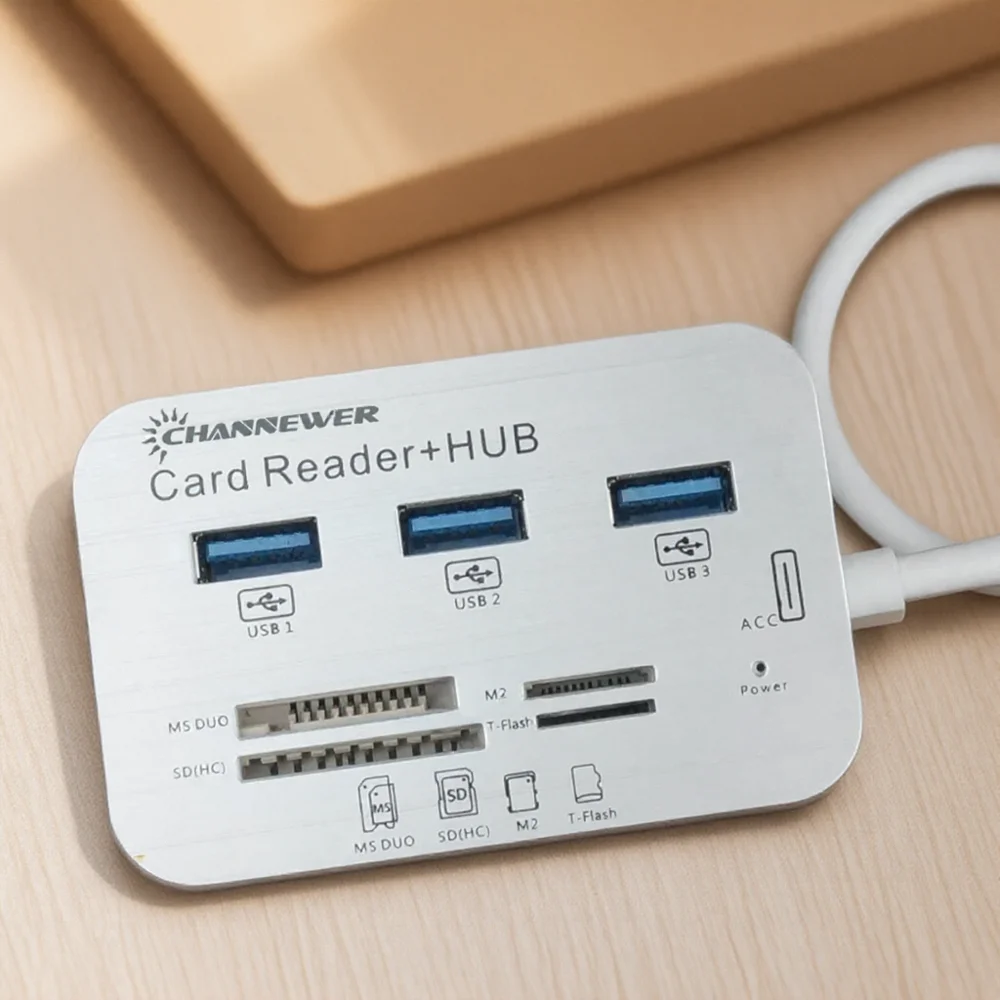 7-in-1 USB 3.0 Card Reader High Speed External Memory Card Reader for SD SDHC SDXC Micro SD TF M2 MS Cards