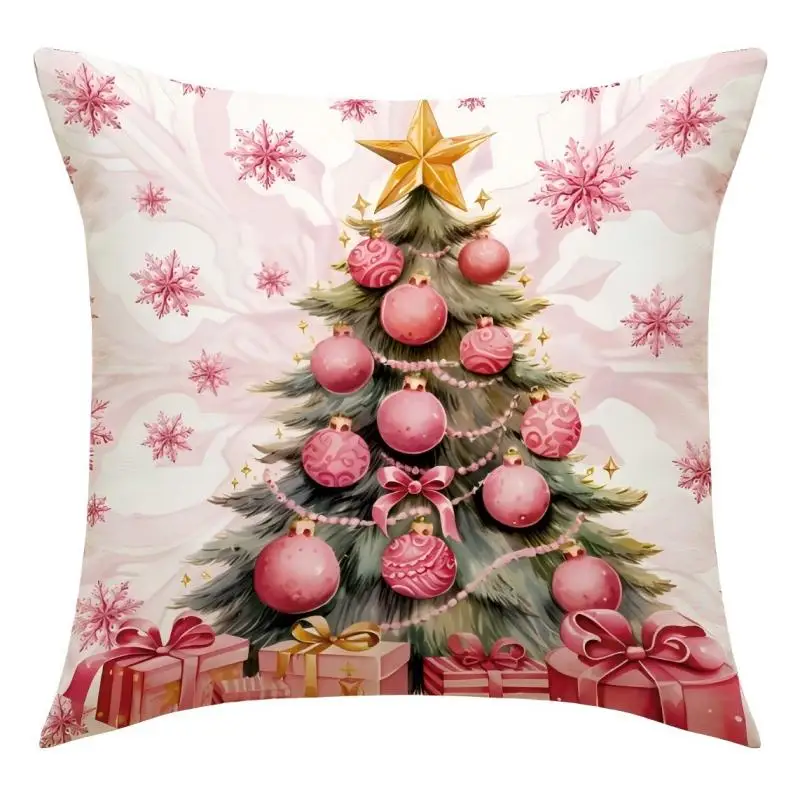Christmas Decorations for Home 2026 Merry Christmas Sofa Car Bedroom Cushion Cover Pillowcase Snowman Tree Pattern Pillowcase