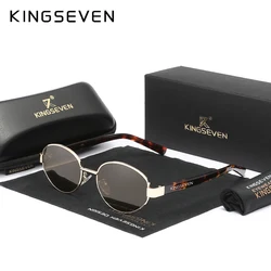 KINGSEVEN Retro Oval Sunglasses Women Men Polarized UV400 Alloy Anti-glare Fashion Glasses Driving Leopard Accessory Eyewear