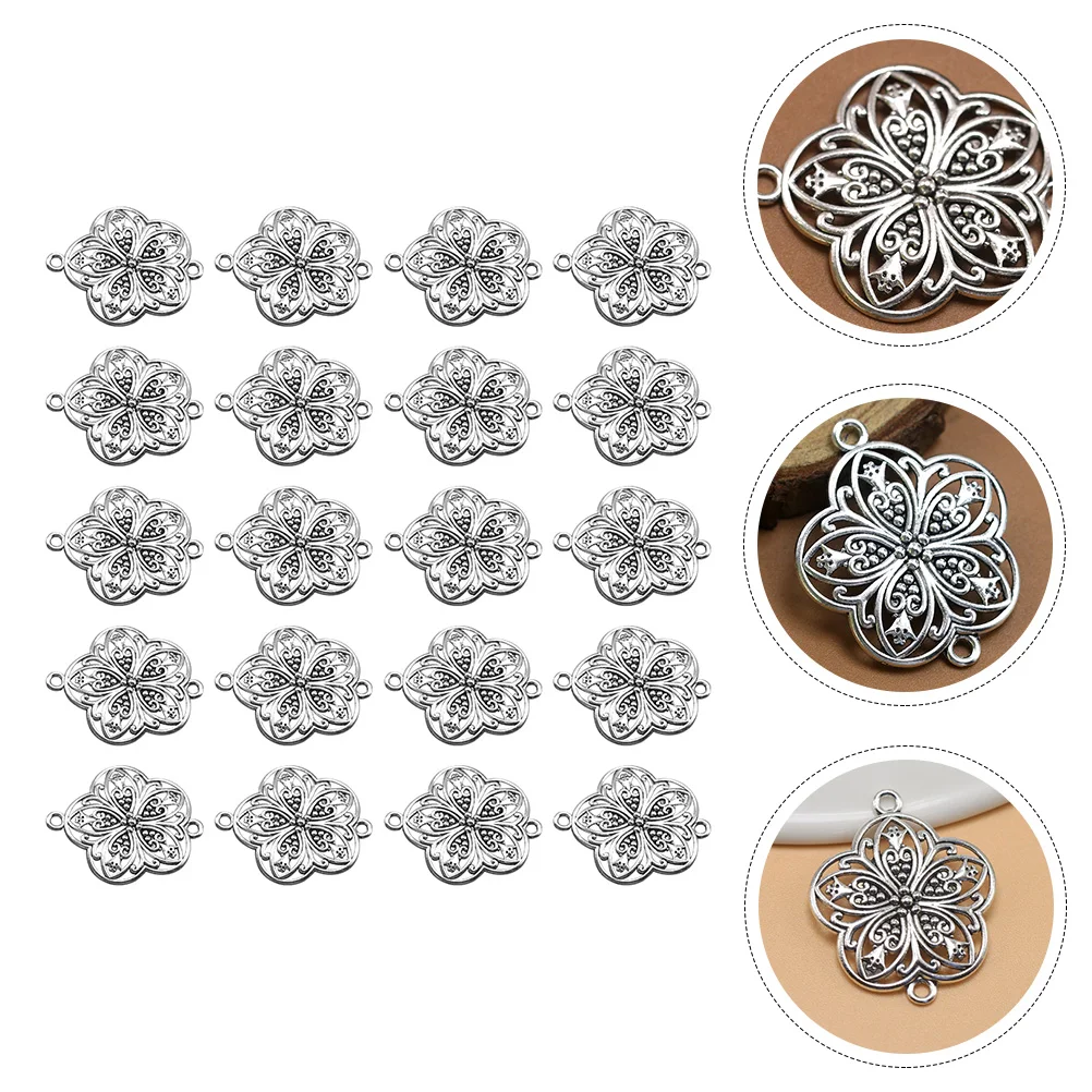 

High Quality Alloy Flower Charms Connectors Silver Star Necklace Bracelet DIY Linker Hollow Design Jewelry Making