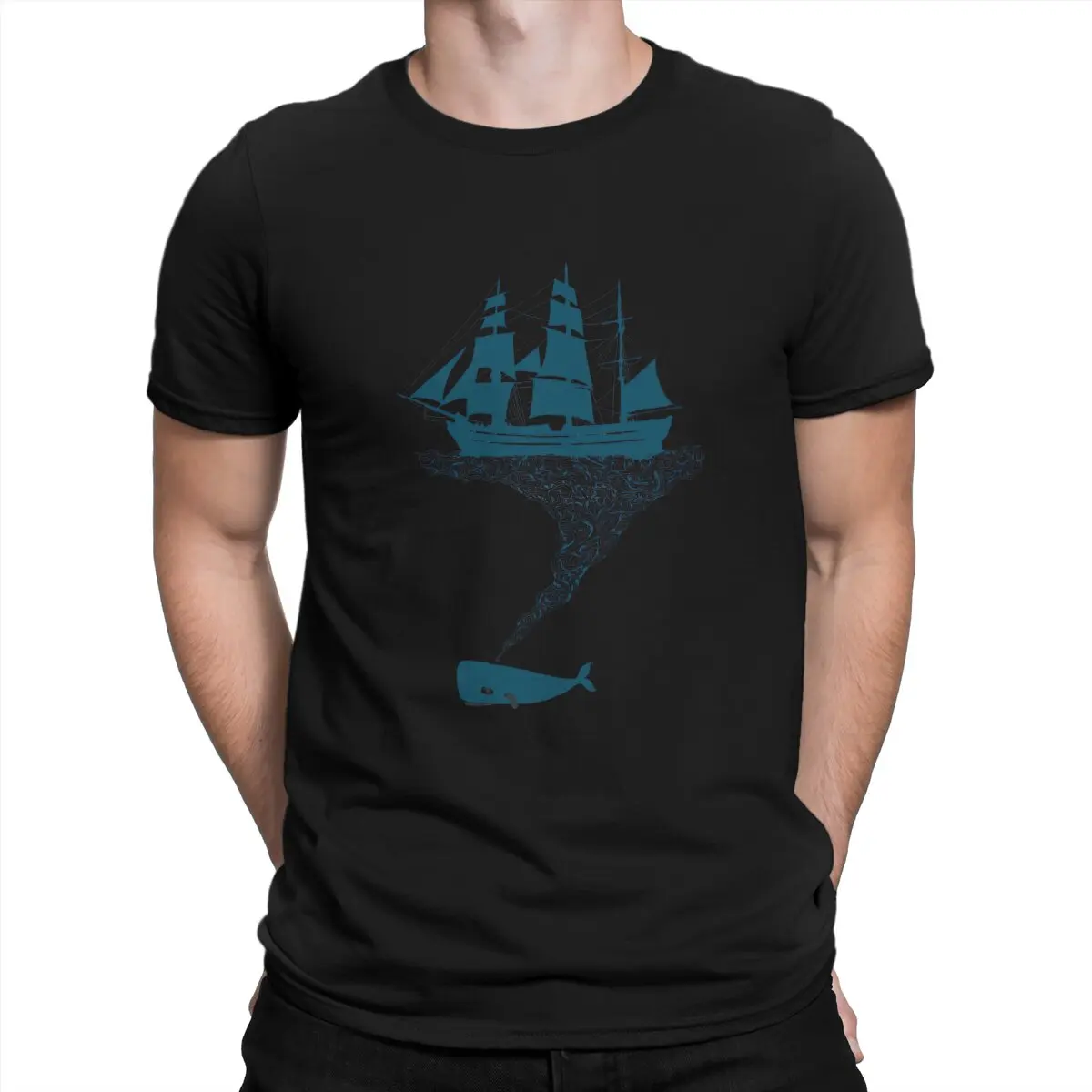 Whale Animal Exhaling Flotsam Tshirt Homme Men's Tees Polyester T Shirt For Men