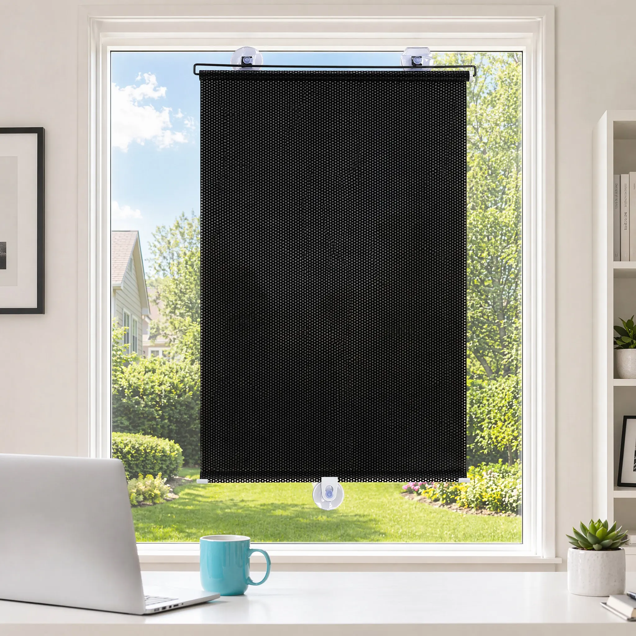 Balcony Sunshade Blackout Curtain Temporary Blind Suction Cup Easy Install Adjustable Privacy Protect Roller Blinds for Window