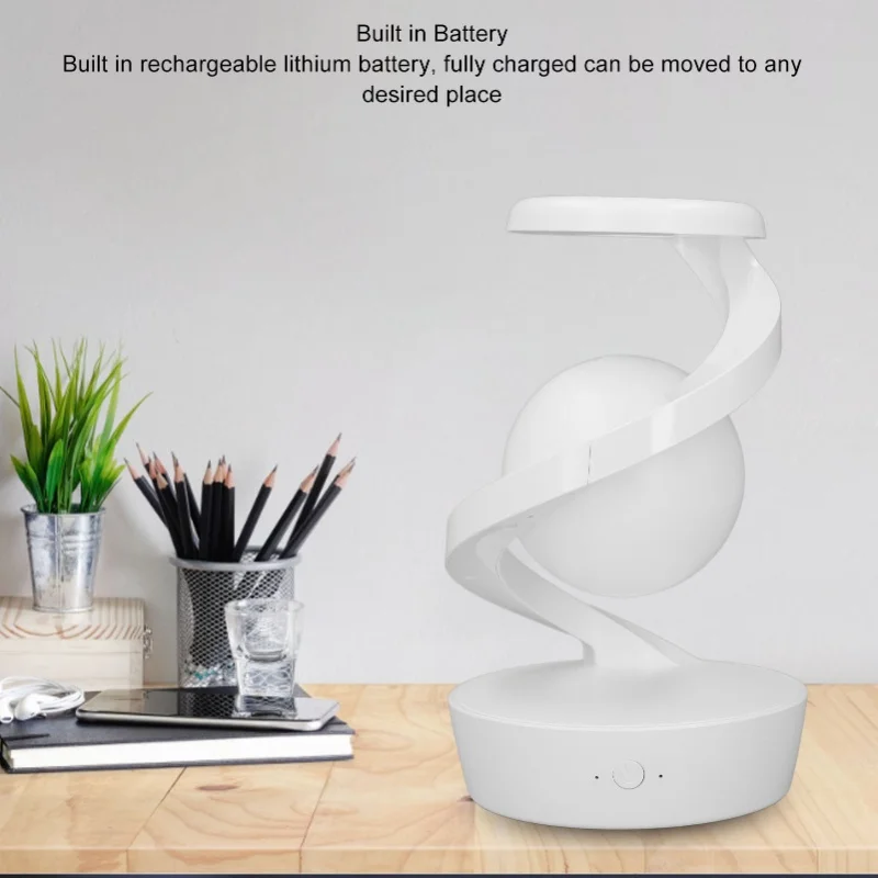 الحديثة دوامة أباجورة مبتكرة 3D البصرية الإرتفاع الكرة LED الجدول مصباح لغرفة النوم غرفة المعيشة مكتب الأبيض
