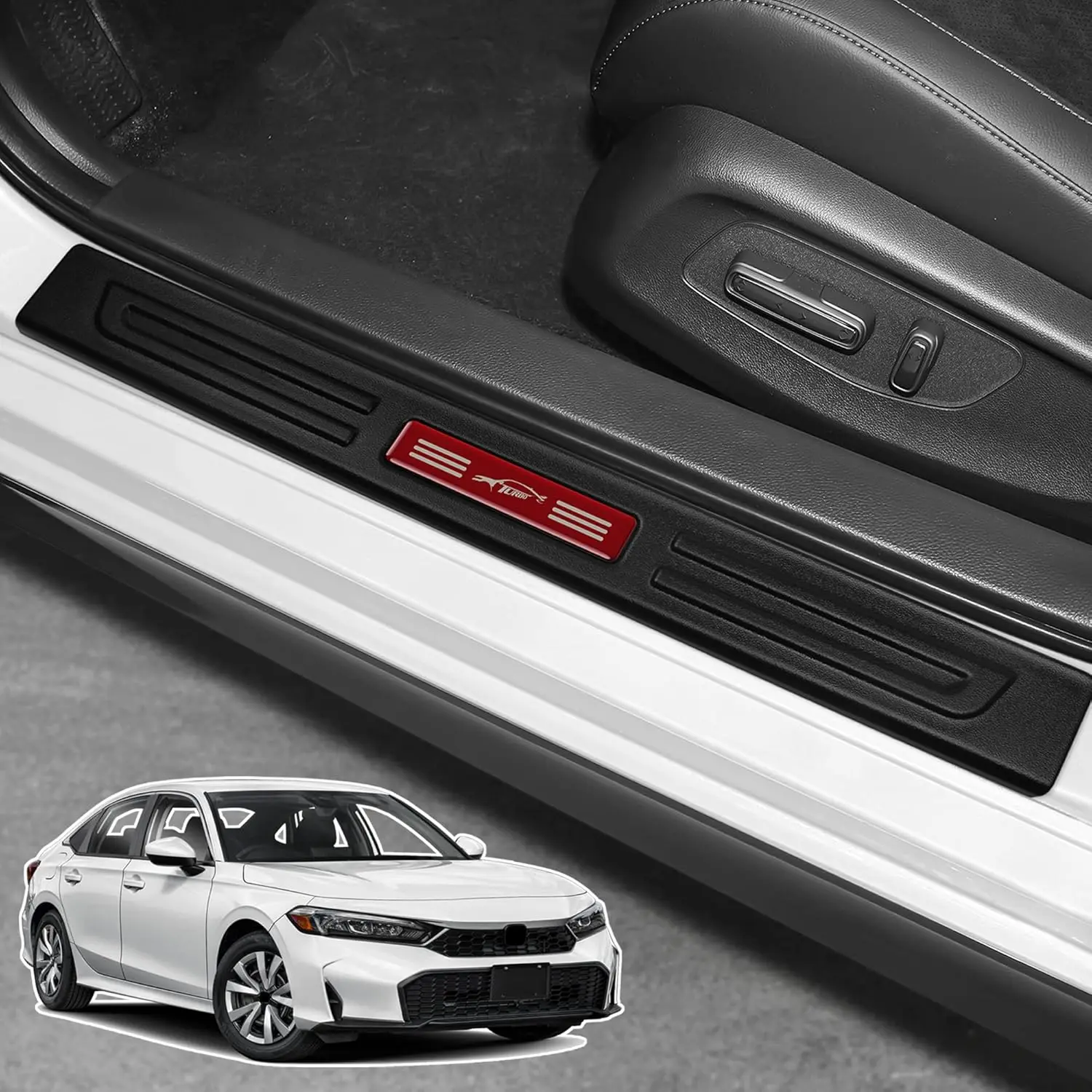 

Protector for Honda 2022-2025 2026 Civic Sport Accessories Black ABS Material Front and Rear Door Car Pedal Kick Protection Red