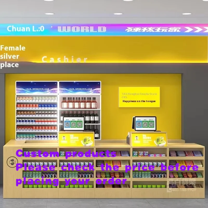 custom.Hongbai Supermarket Convenience Wooden Modern Cashier Counter Front Desk Bar Counter 60cm Width Non-assembled