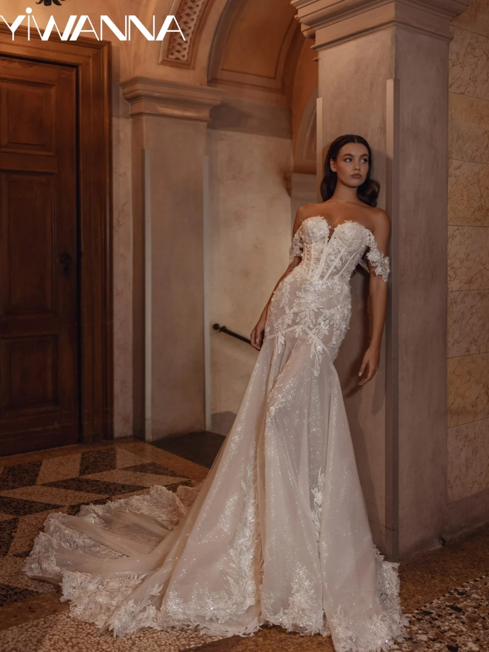 

Glitter Embroidery Beaded Lace Mermaid Wedding Dress Dreamy Sweetheart Neck Bridal Gown Customized Graceful Dresses For Bride