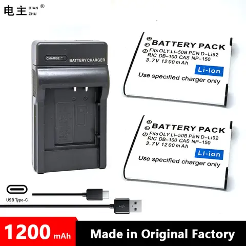 Li-50B D-Li92 NP150 DB100 cargador de batería para Olympus Pentax Casio RICOH u6020 XZ10 800UZ VR370 VH520 VG190 TG860 SZ31 SH25 SH21
