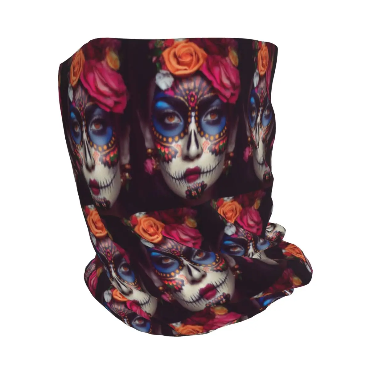 Mexican Catrina Girl Day Of The Dead Sugar Skull Bandana Neck Gaiter Wrap Scarf Balaclava Beanies Hat Unisex Adult Breathable