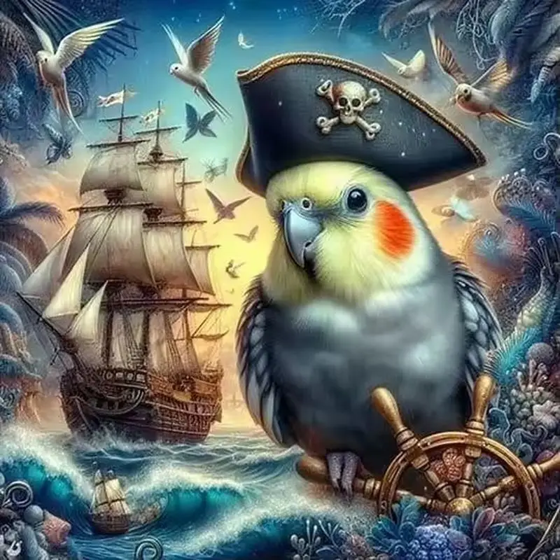 

CHENISTORY DIY Diamond Painting a pirate boat Full Square Rhinestone Mosaic Diamond Embroidery Bird Cross Stitch Kit Home Decor