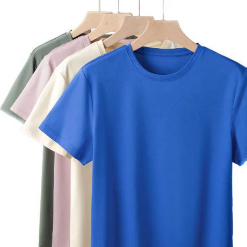 Camiseta de algodón 100% Pima de gama alta para hombre, camisetas de manga corta con cuello redondo, camisetas de verano de alta calidad para hombre, ropa para hombre en 14 colores