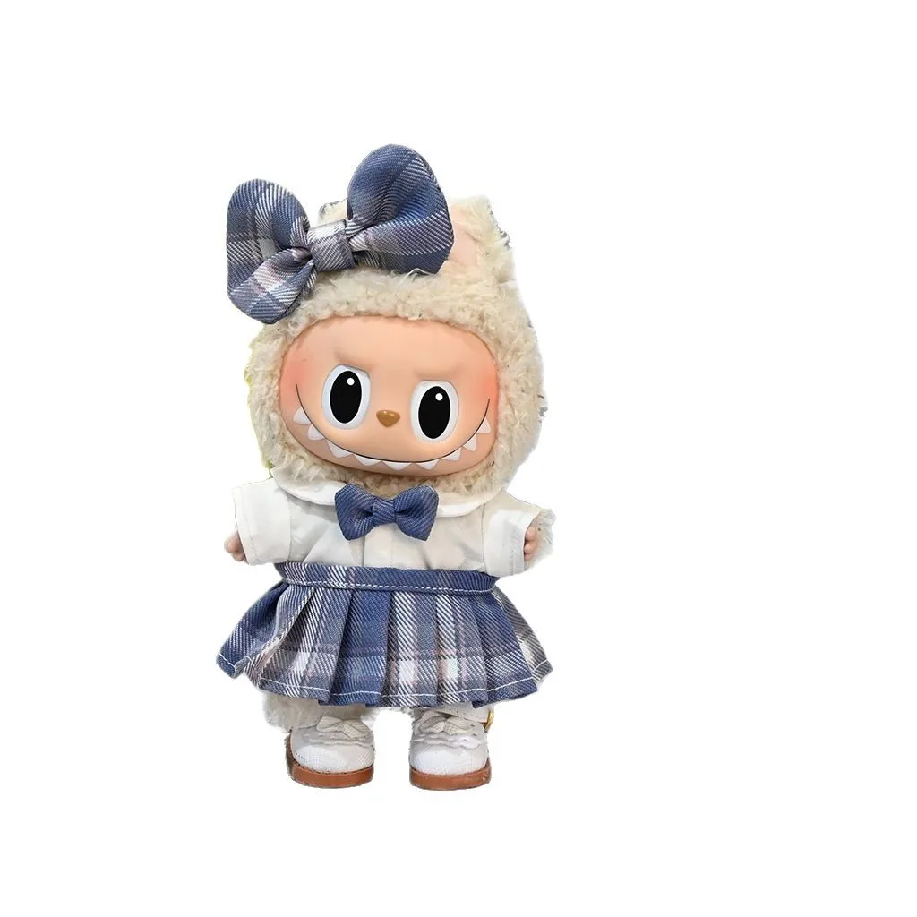 Mini Poppenkleding Outfit Accessoires voor Labubu Zitfeest Babykleding voor 1e en 2e Labubu Lederen Schoenen Kleding