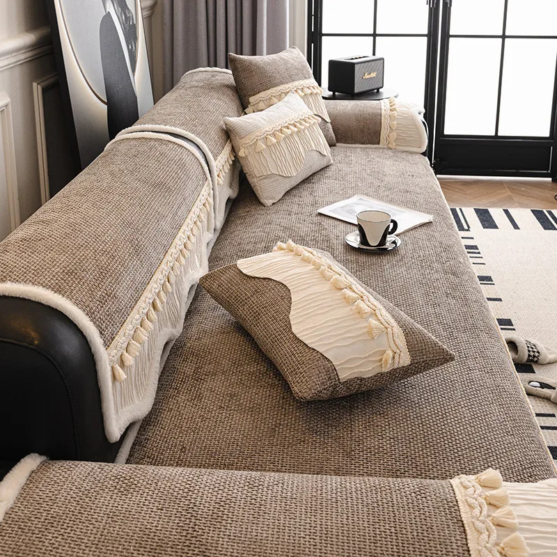 1pcs Chenille Non Slip Sofa Mat All Seasons Universal Cat Scratch Proof Furniture Protector for Home Decoration