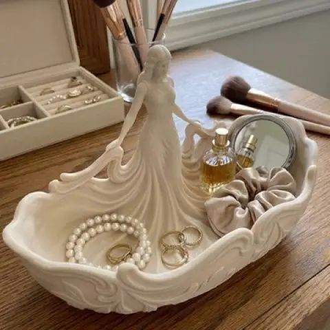 Luxury retro embossed vanity jewelry organizer tray