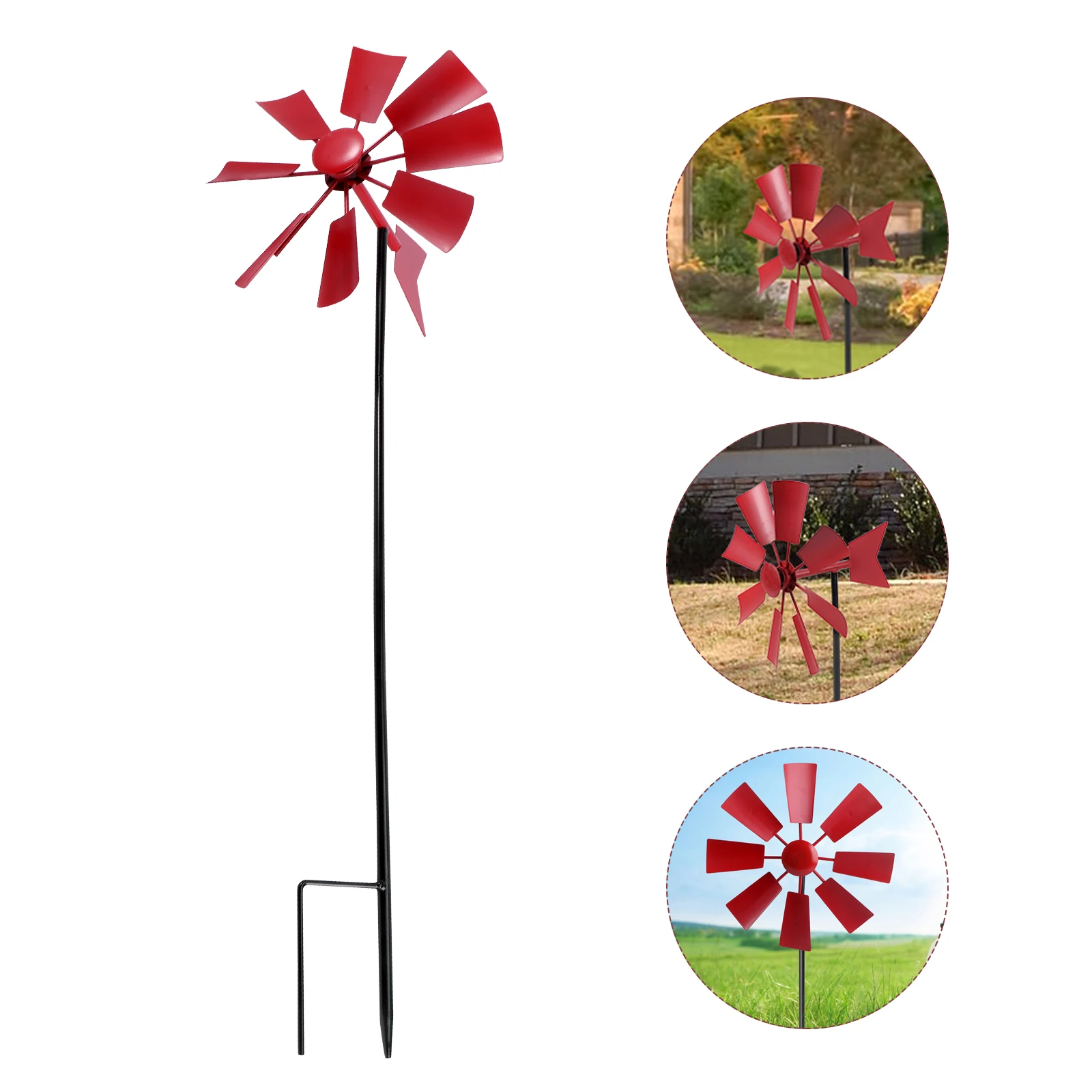 Iron Windmill Yard Winnower Garden Ornament For Outdoors Rotating Windmill Pastoral Plugin Garden Park Decoration