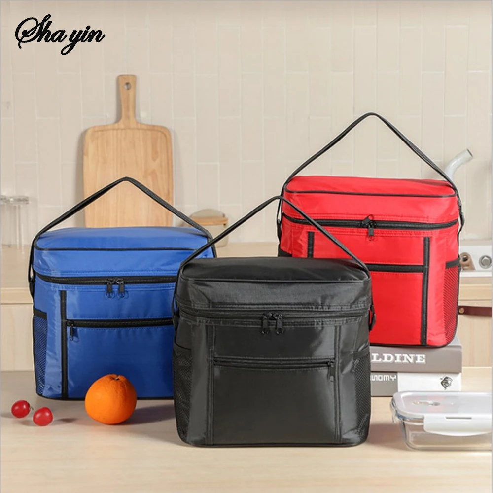 Bolsa de almuerzo portátil de gran capacidad, bolsa de hielo de tela Oxford con aislamiento de papel de aluminio para entrega a llevar, uso al aire libre