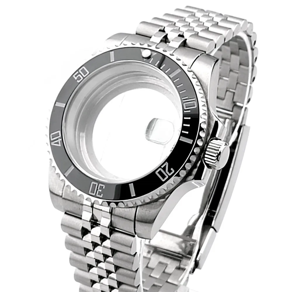 

Высококачественный серебряный корпус для часов SUB 40,5 мм подходит для NH-35/36, металлическая сапфировая коробка для часов, 50 бар, аксессуары