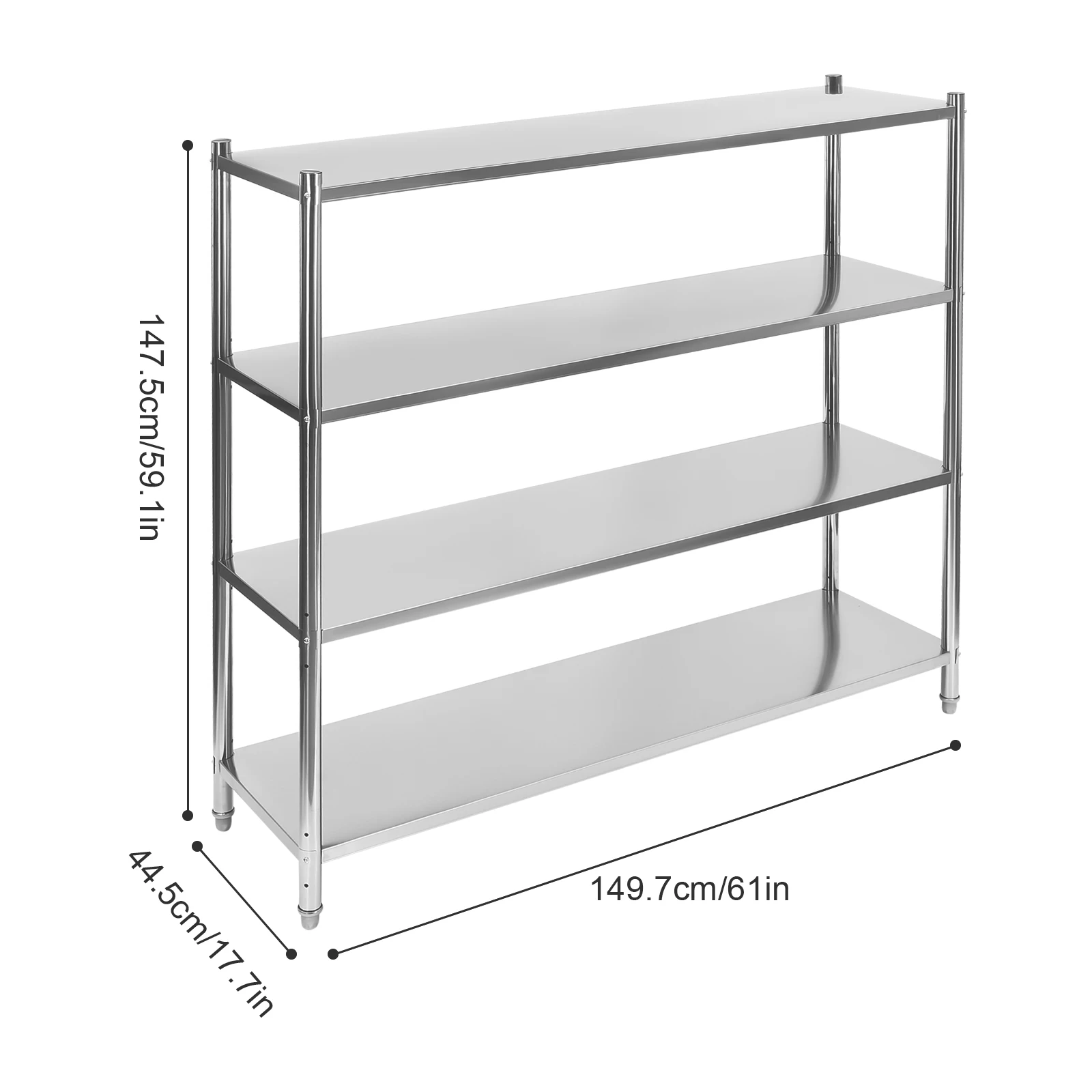 스테인리스 스틸 헤비 듀티 선반, 4 단 조절 가능 선반 보관