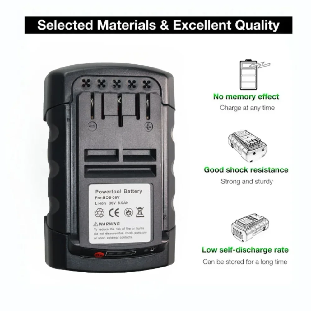 Replacement Batteries Lithium-Ion for BOSCH 8000mAh 36V Li-ion Rechargeable Battery BAT810 BAT836 BAT840 GBH36V-LI Power Tools