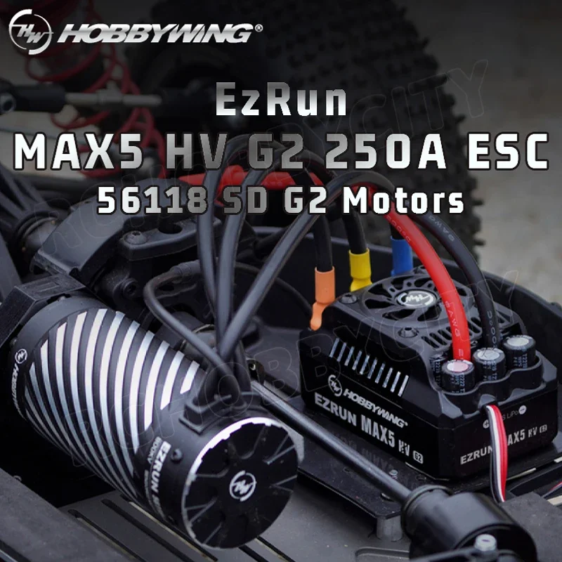 HOBBYWING EZRUN MAX5 HV G2 250A borstelloze Esc met 56118sD sensormotor combo voor 1/5 schaal RC auto's vrachtwagens buggy's