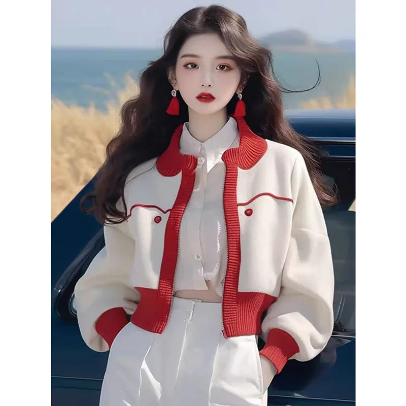 2025 neue Herbst Weiß Amerikanischen Sle ort Baseball Jaet frauen Mantel Frühling Herbst Sle Kleine Größe Damen Jaet