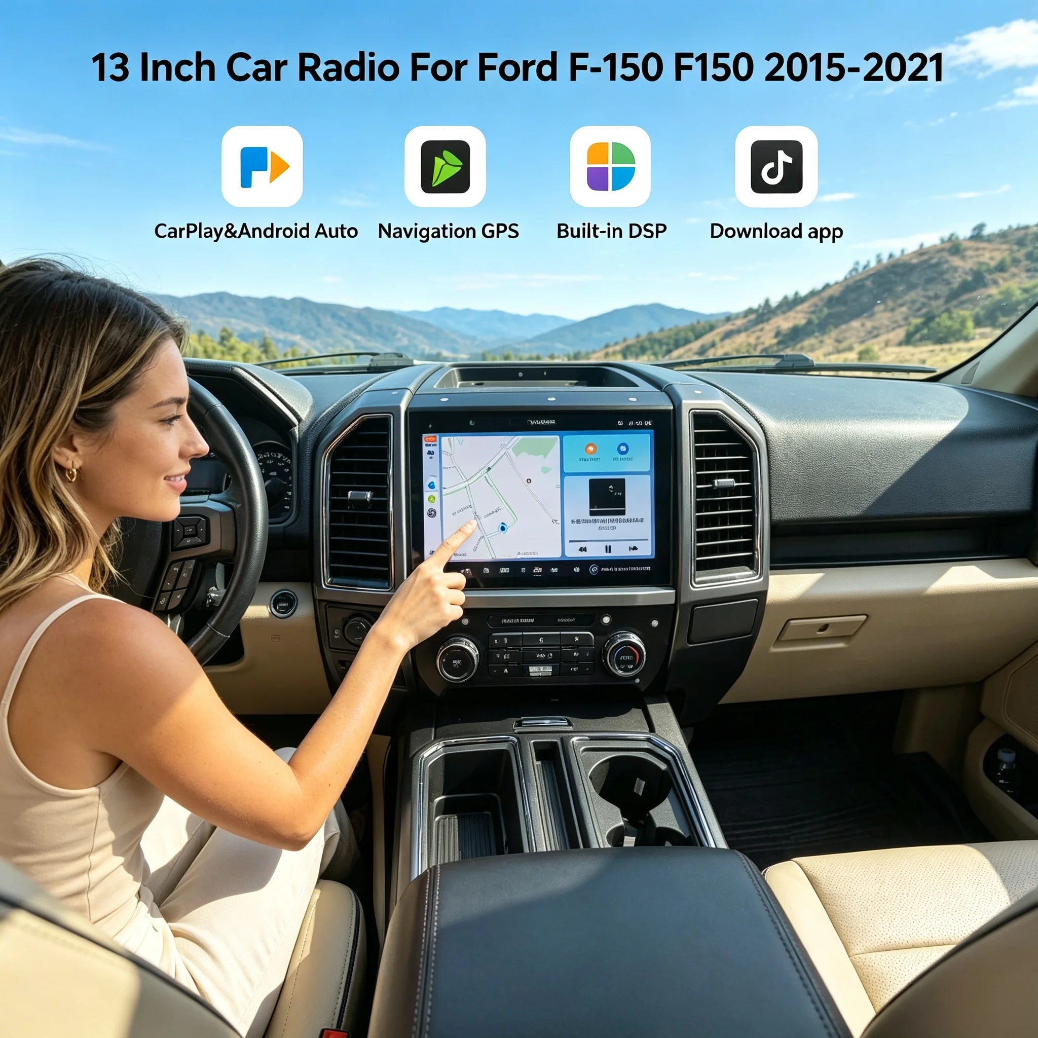 Wireless Carplay Android 13 Auto GPS Navigation For Ford F-150 F150 2015 -2024 RAPTOR Multimedia Player Car Radio 13.3