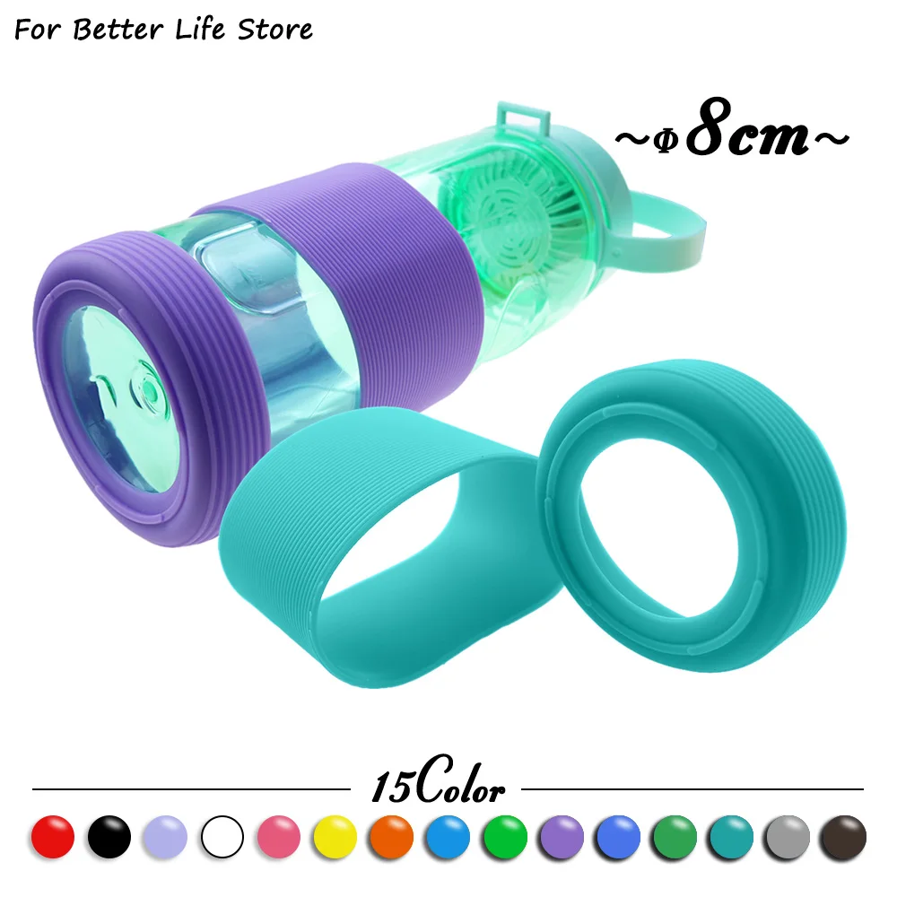 2Pc/Set 8cm 15 Colour Threaded Soft Silicone Cup Sleeve And Bottom Suit Heat Insulated Anti Slip Good Toughnes Odorless Elastic
