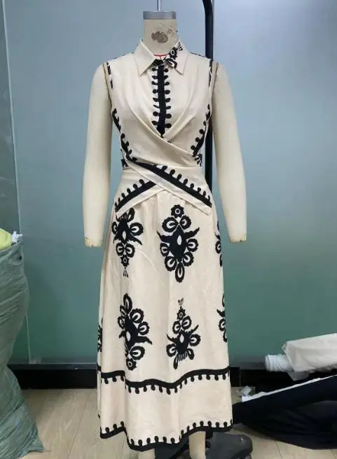 

Women's Two-Piece Set Summer 2025 New Resort Style Sleeveless Shirt with Straps and Skirt Two-Piece Dress Set for Women