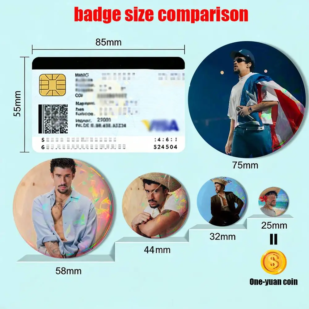 I Like It Dakiti Bad Bunny 58mm Round Pins Creativity Printed Pictures Text Metal Lapel Badges Brooches Jewelry Gift Wholesale