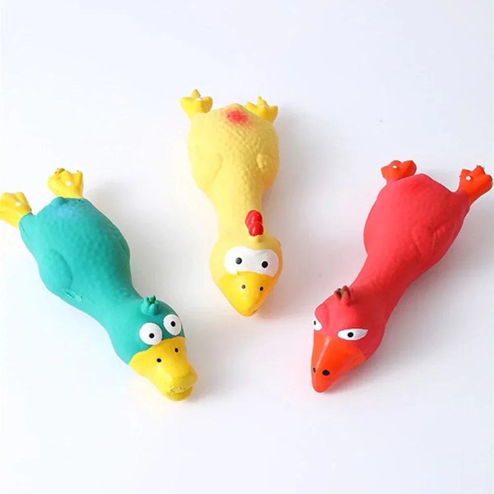 Brinquedos bonitos para carrinhos de cachorro, látex em forma de frango, mastigar durável para raças pequenas e médias interativas