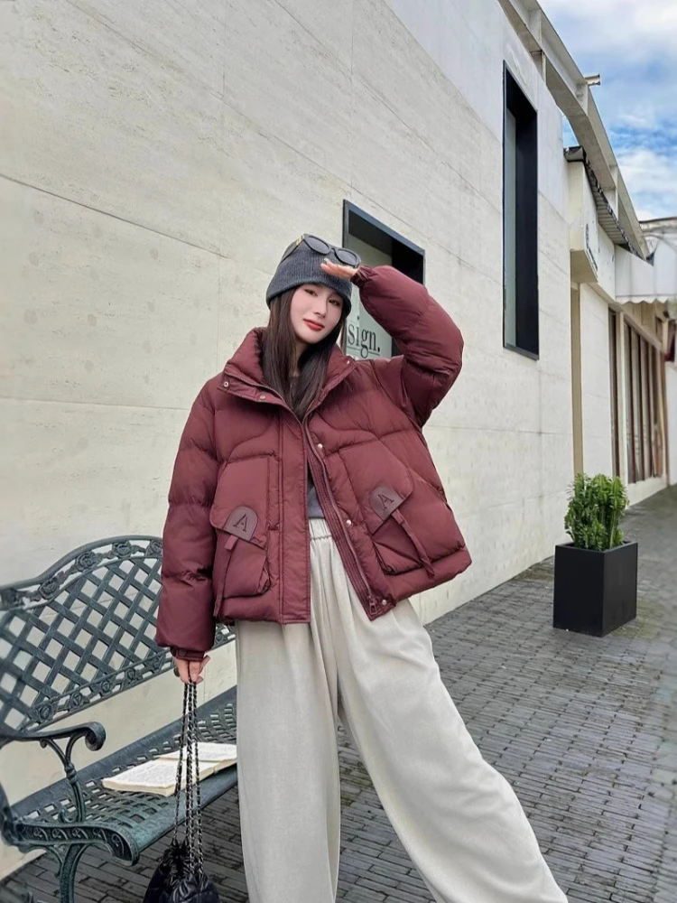 Weibliche Unten Jacke Winter Kurze Dicke Warme Lange Ärmeln Parkas Frauen Mode Lässig 90% Weiße Ente Puffer Mantel Damen Outwear