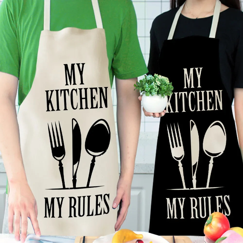 Creative Female Kitchen Apron Waterproof Cooking Oil-proof Cotton and Linen Antifouling Chef Apron 68*55cm фартук для кухни