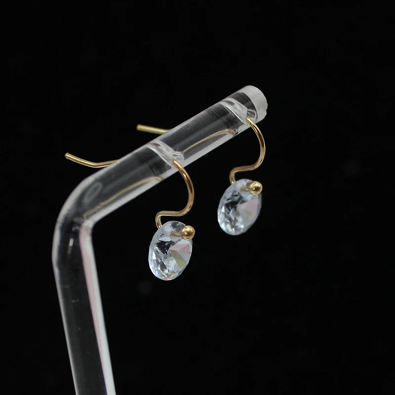 8mm Transparent Zircon Crystal Drop Earrings for Women Pendientes Luxury Gold Silver Color Jewelry Trend Simple Accessories Gift