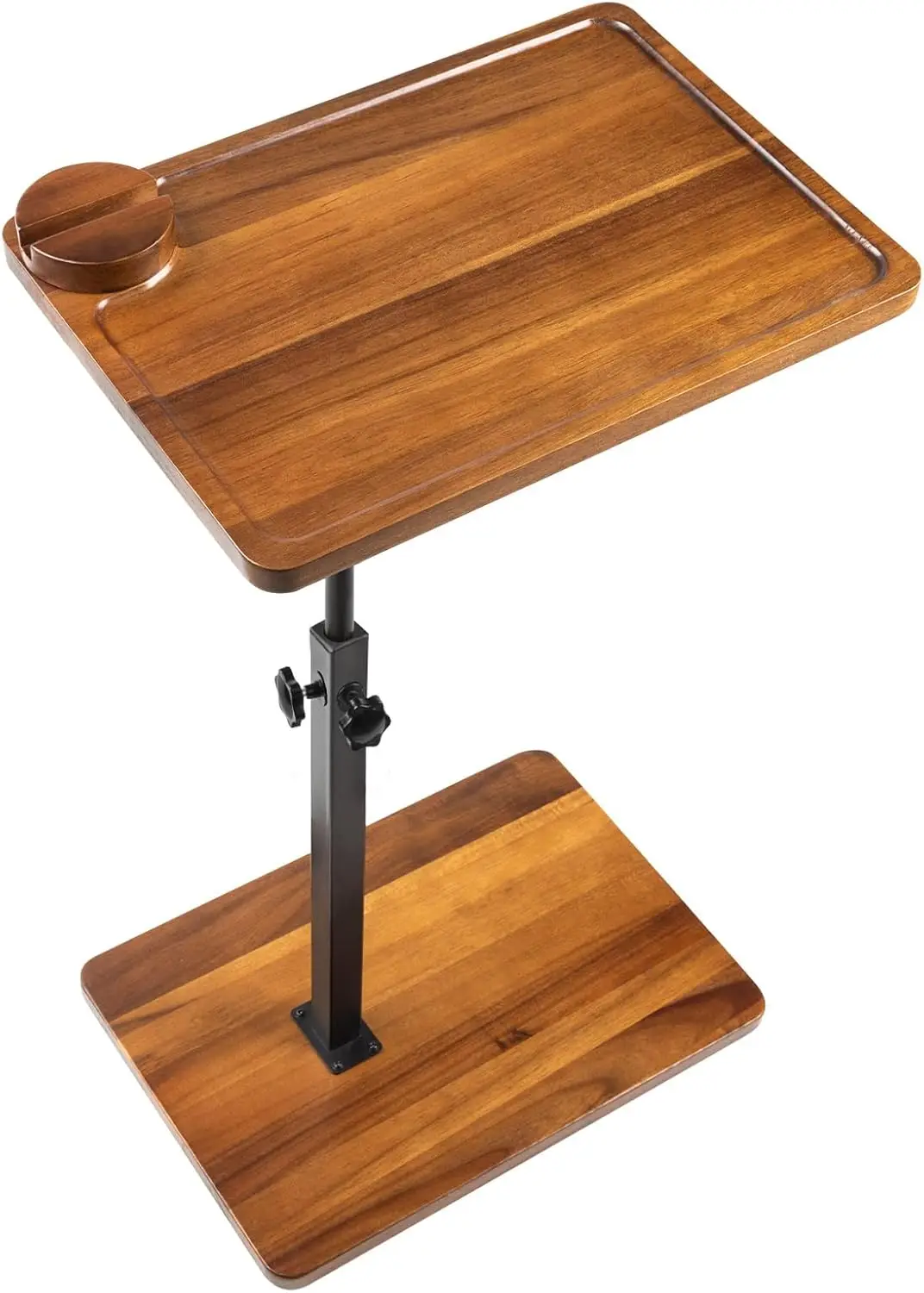 

Solid Wood Acacia Couch Table, 360° Swivel Adjustable Height with Phone Stand for Bedroom Living Room