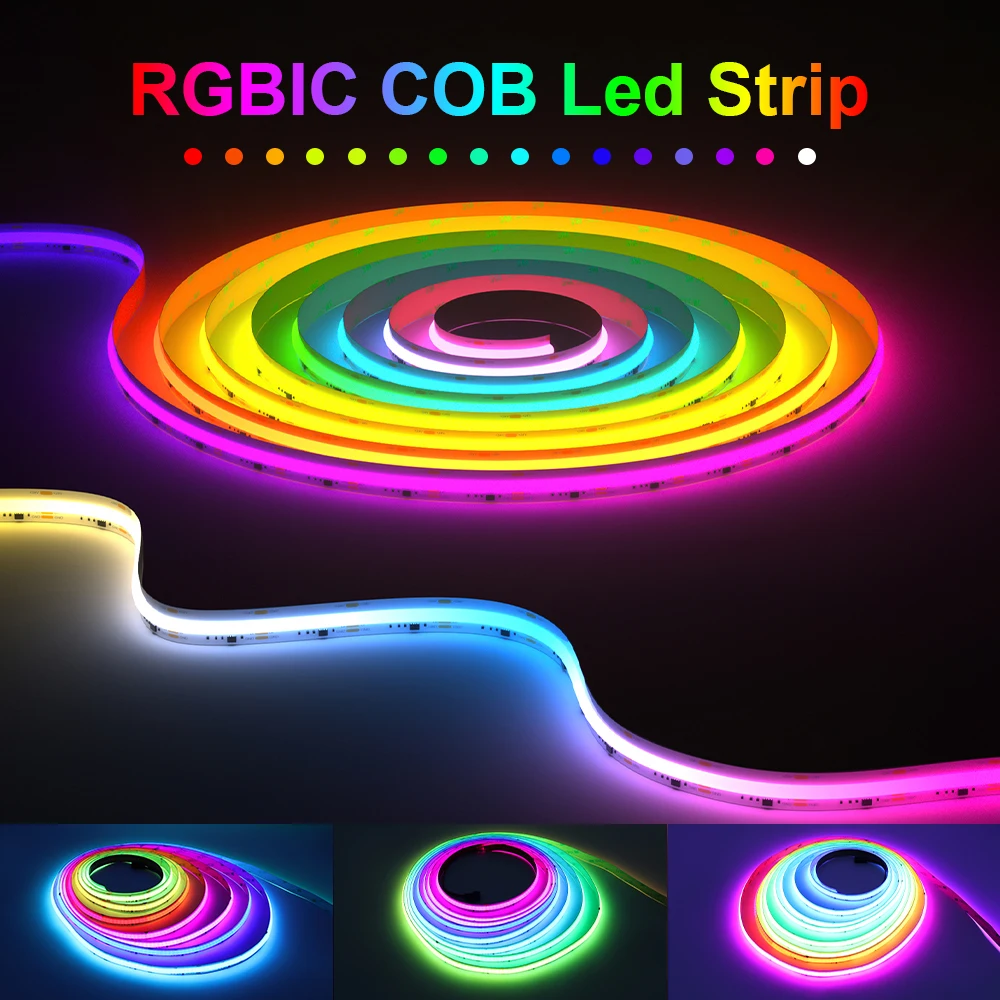 

Addressable RGB IC COB LED Strip Light WS2811 Pixel 12V 24V RGBIC Dream Full Color High Density Flexible LED Lights 720 576 LEDs