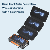 Hand Crank Solar Power Bank 20000mAh Portable Wireless Charger Powerbank for iPhone Samsung Huawei Xiaomi External Spare Battery