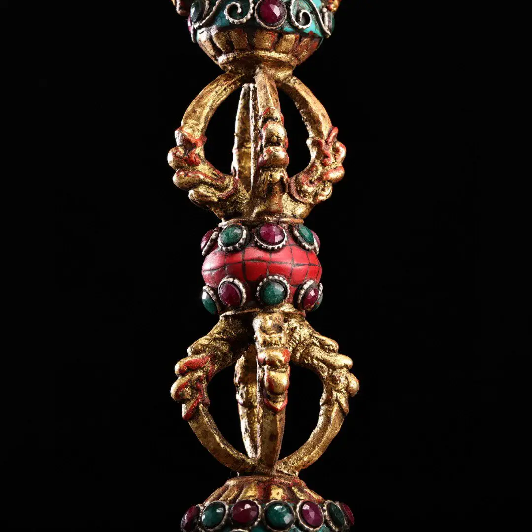 Large Nepal Pure Copper Vajra Kilaya Phurba Three Faced Hayagriva Ganesha Tibetan Buddhist Ritual Tool