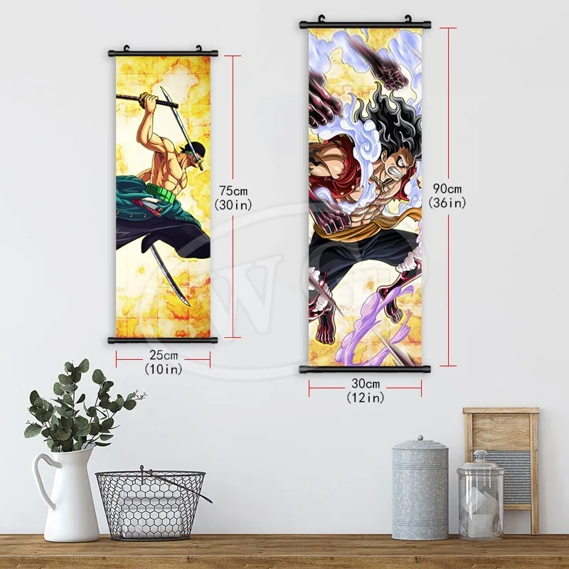 Cartoon Anime One Piece Golden Character Luffy Zoro Hot Selling Hanging Scroll Painting Bedroom Room Hanging Painting